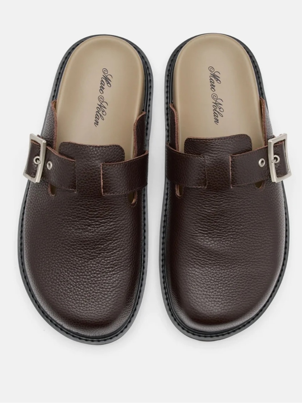 MARC NOLAN SHILOH DARK BROWN LEATHER CLOGS